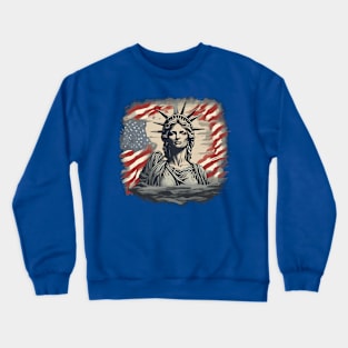 Statue of Liberty Face with the USA Flag Crewneck Sweatshirt